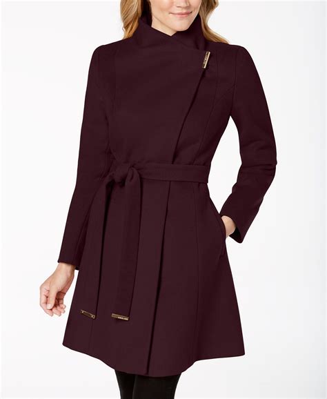 michael michael kors women's asymmetric belted wrap coat|Wool Blend Belted Coat .